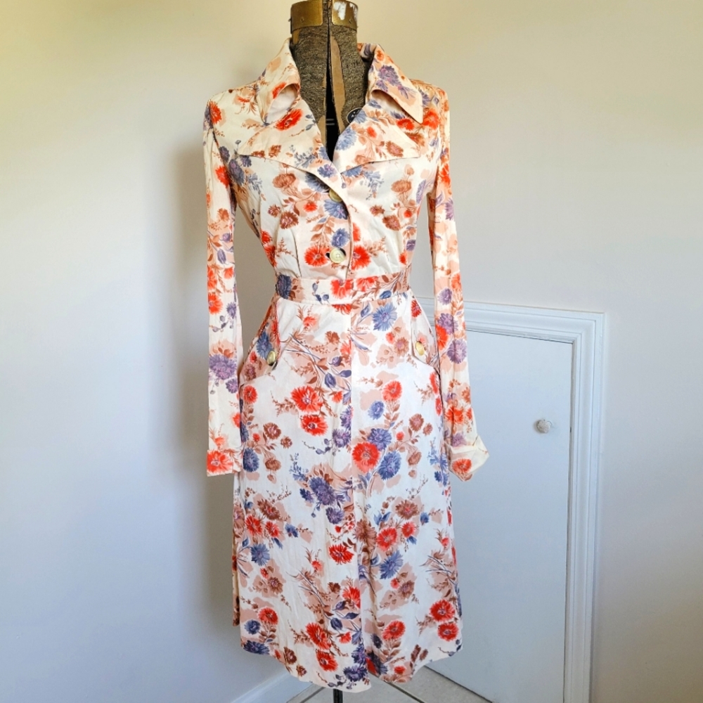 Vintage 70's Floral Skirt Set